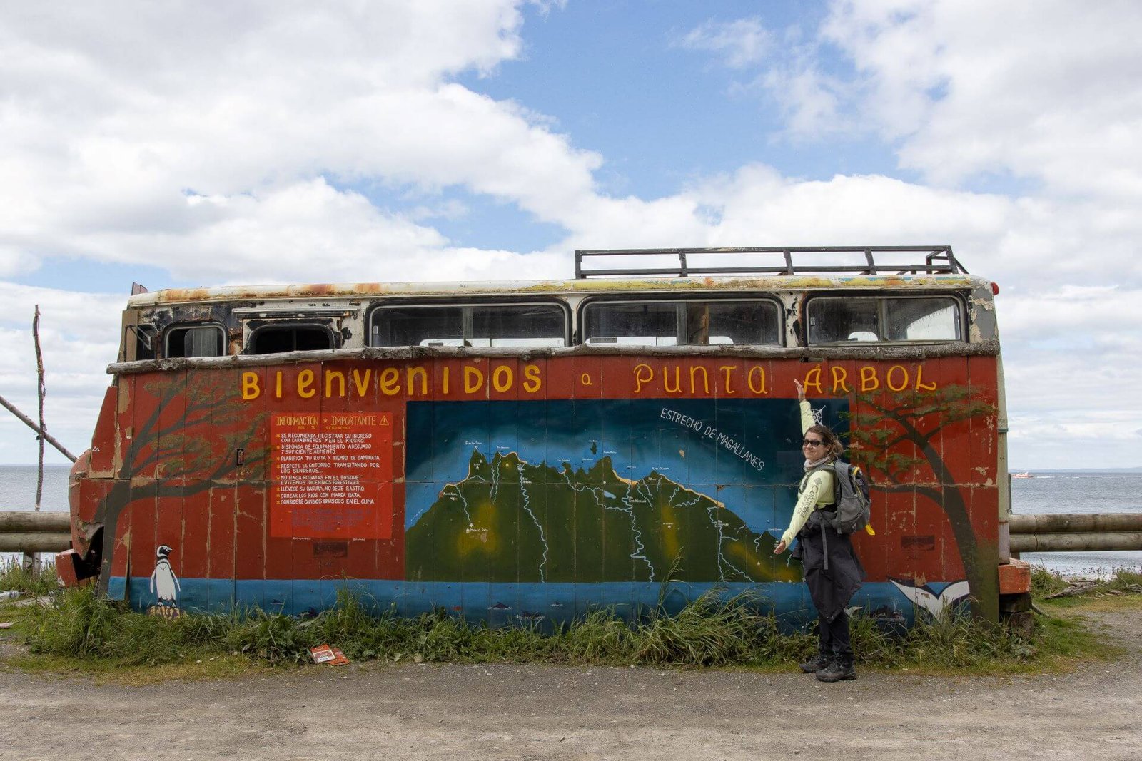 Carretera que cruza la estepa patagónica en la Región de Magallanes